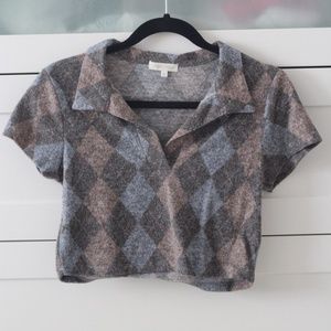 Checkered Cropped Shirt and Short Skirt Matching Set